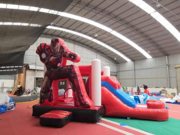 Material impermeável combinado da segurança da casa inflável vermelha interna do salto de Ironman