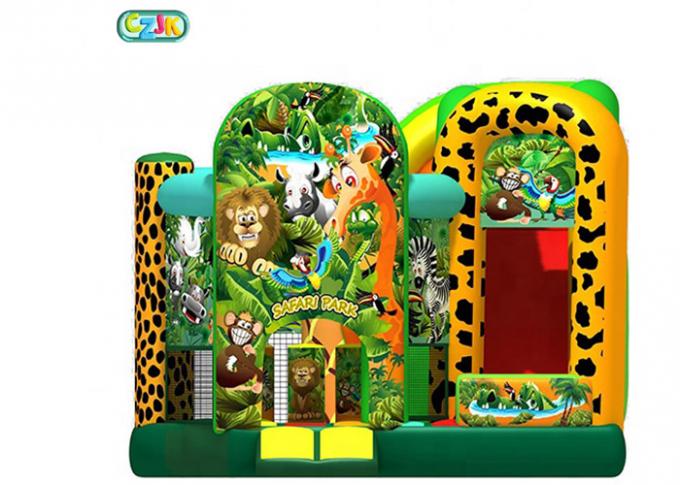 Castelo combinado personalizado do salto do parque do safari da casa inflável do salto 3 anos de garantia