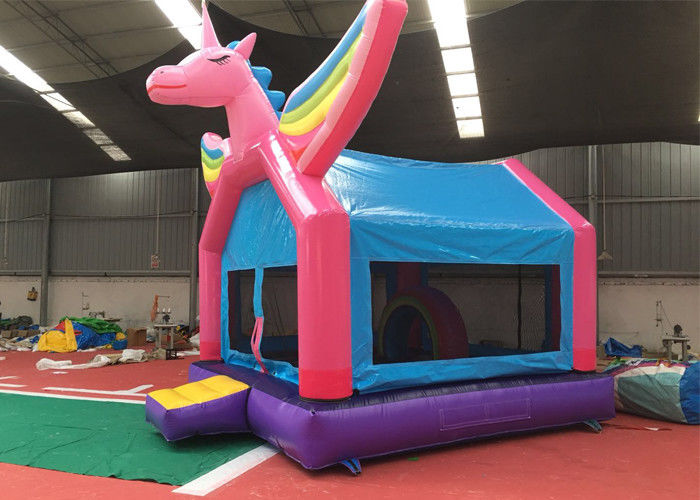 Pink Rainbow Unicorn Bounce House For Adult Fire Retardant And UV Protective Material